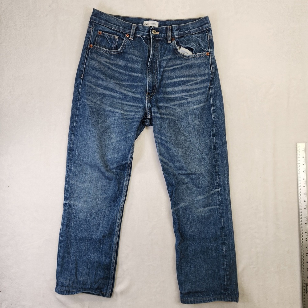 Zara‎ Womens High Waisted Straight Leg Jeans Medium Wash Blue Size 10 EUR 42